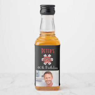 Custom Casino 40th Birthday Mini Liquor Favour Bottle Label
