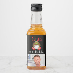 Custom Casino 40th Birthday Mini Liquor Favour Bottle Label