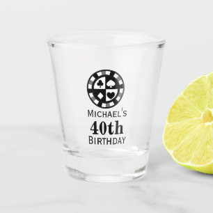 Custom Casino 40th Birthday Party Favor Shot Glass