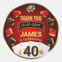 Custom Casino Birthday Party Vegas Poker Thank You