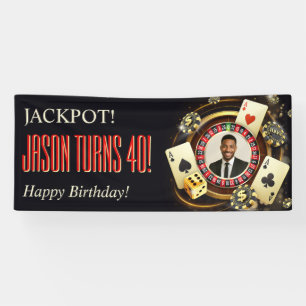 Custom Casino Party Banner, Vegas Party Photo Banner