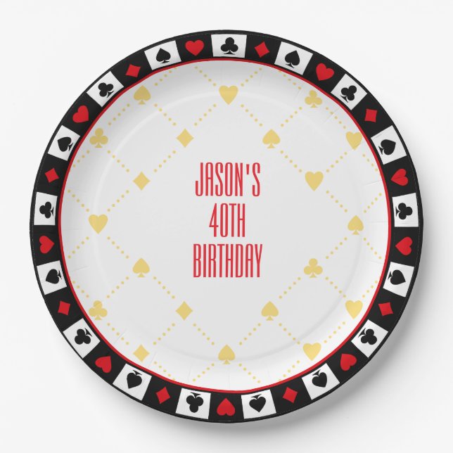 Custom Casino Party Decor, Poker Playing Cards  Paper Plate (Front)