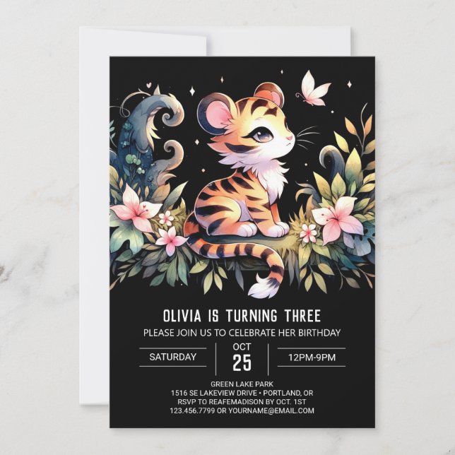 Custom Castle Tiger Birthday Invitation (Front)