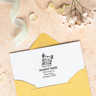 Custom Cat American Return Address  Rubber Stamp