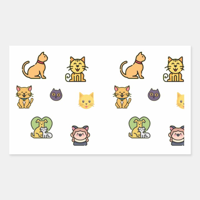 Custom Cat and Cute Cat Rectangular Sticker (Front)