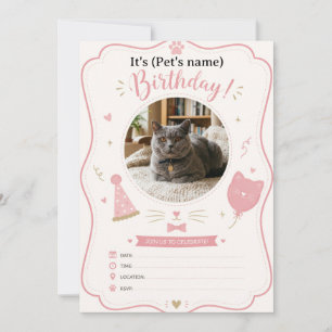 Custom Cat Birthday Invitation with Photo