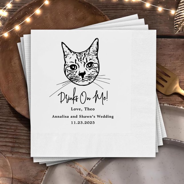 Custom Cat Cocktail Napkins Wedding (Creator Uploaded)