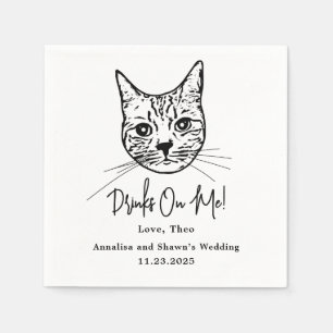 Custom Cat Cocktail Napkins Wedding