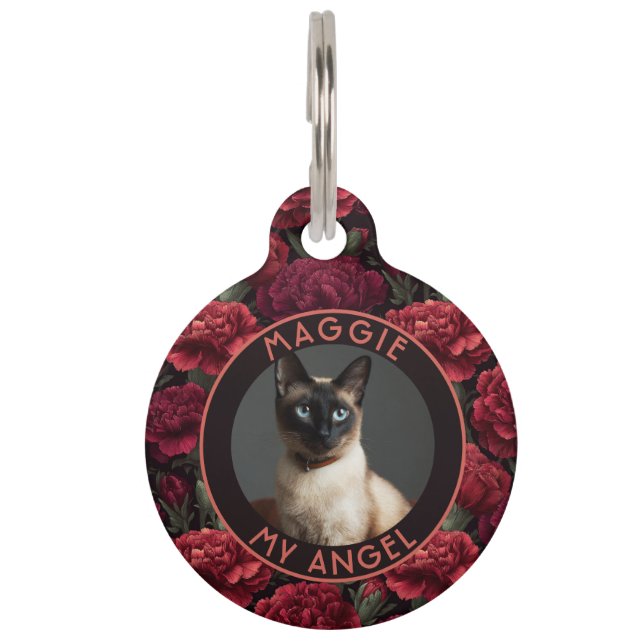 Custom Cat Dad Gift Carnations Pet Tag (Front)