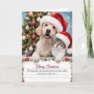Custom Cat & Dog Christmas Message Card