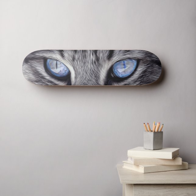 Custom Cat Eyes Kitty Pet Photo Skate Deck (Wall Art (Horz))