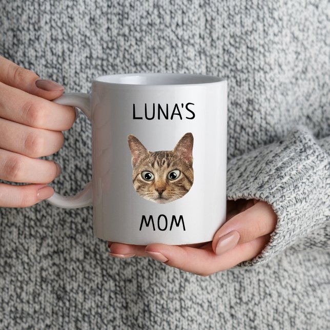 Custom Cat Face Photo Name Cat Mum Dad Pet Lovers Mug (Creator Uploaded)