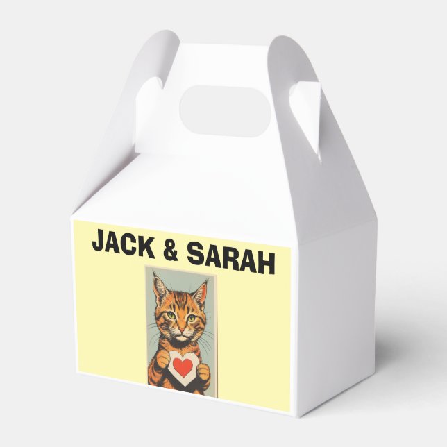 CUSTOM CAT FAVOR BOX FOR WEDDING (Front Side)