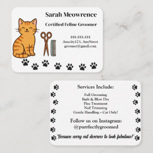 Custom Cat Groomer Business Card – Cute Paw Print