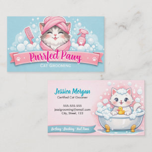 Custom Cat Groomer Business Card – Pastel Design