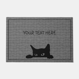 Custom Cat Large Door Mat   Grey and Black