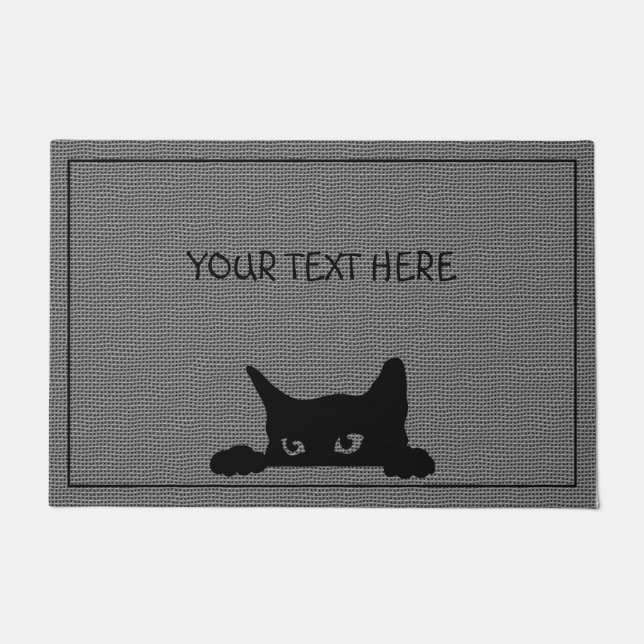 Custom Cat Large Door Mat | Grey and Black (Front)