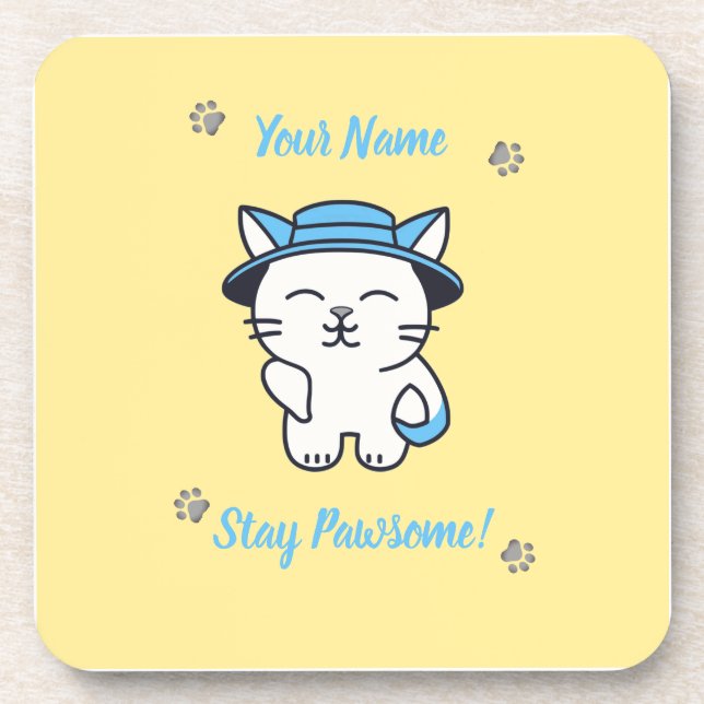 Custom Cat Lover Coaster - Cute & Personalised (Front)