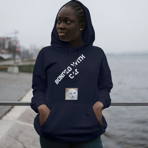 Custom Cat Lover Navy Blue White Quote Pet Photo  Hoodie