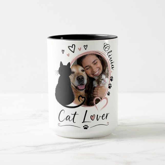 Custom Cat Lover Photo Mug with Name | Custom Gift (Center)