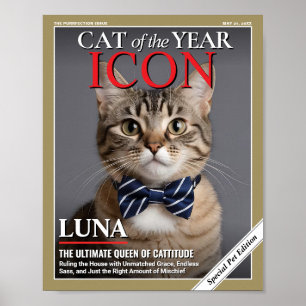 Custom Cat Magazine Cover Template Pet Portrait Poster
