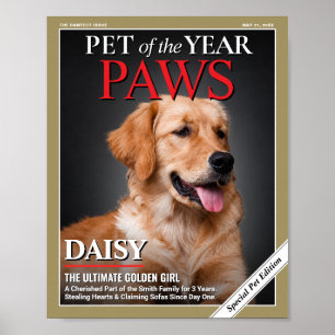 Custom Cat Magazine Cover Template Pet Portrait Poster