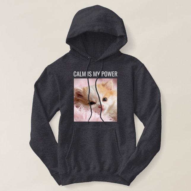 Custom Cat Mom Dark Grey White Text Cute Pet Photo Hoodie (Design Front)