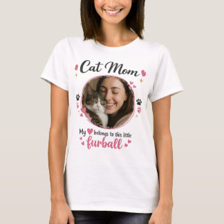 Custom Cat Mom T-Shirt with Photo 