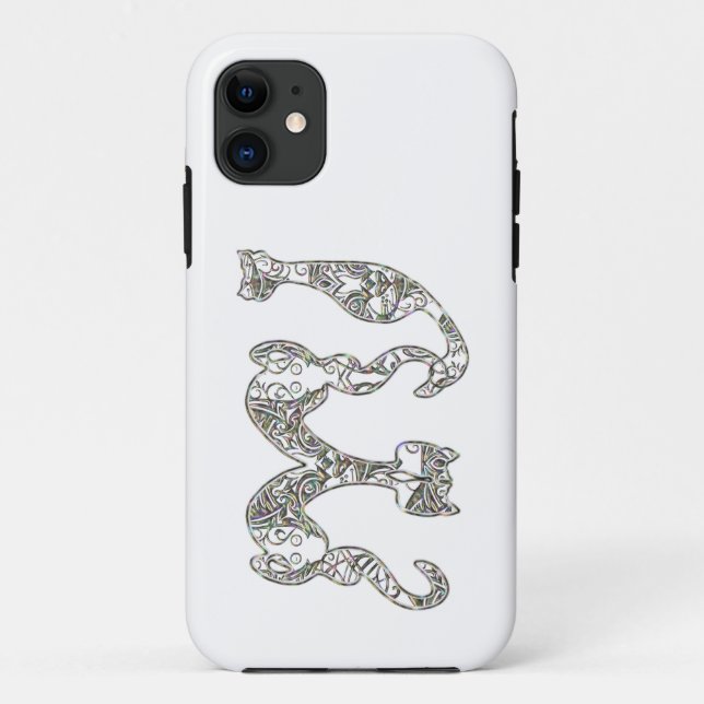 Custom Cat Monogram Font Metallic Pearl Abalone Case-Mate iPhone Case (Back)