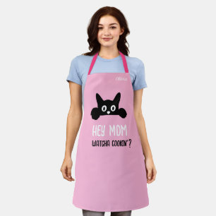 Custom Cat Mum Aprons, Funny Cat All-Over Print Apron