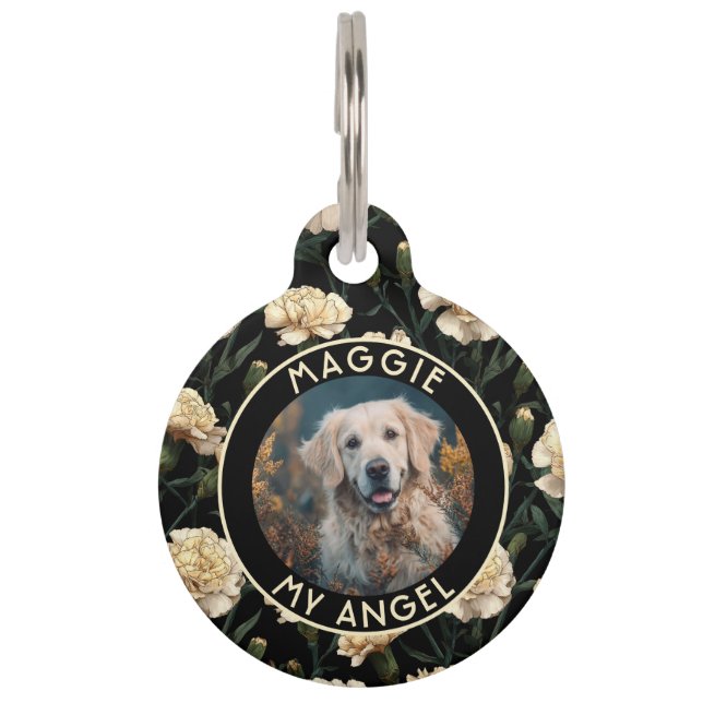 Custom Cat Mum Gift Carnations Flower Pet Tag (Front)