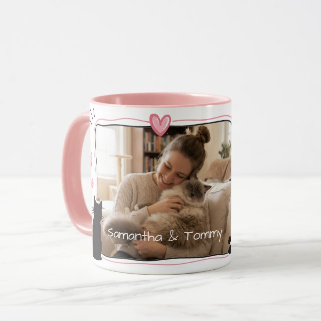 Custom Cat Mum Mug with Photo & Name  (Front Left)