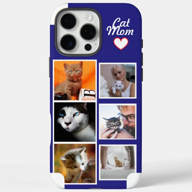 Custom Cat Mum Photo Collage Phone Case with Name (Back)