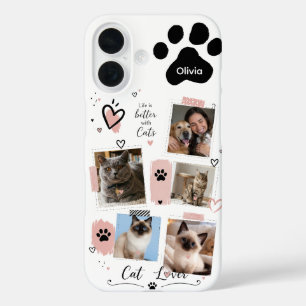 Custom Cat Mum Photo Collage Phone Case with Name