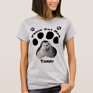 Custom Cat Mum T-Shirt with Pet Photo & Name