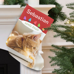Custom Cat Name Photo Small Christmas Stocking