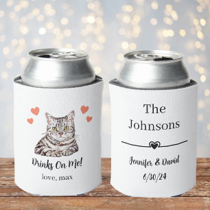 Custom Cat Pet Wedding Can Cooler