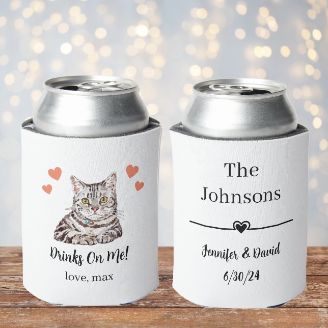Custom Cat Pet Wedding Can Cooler (Creator Uploaded)