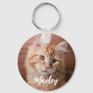 Custom Cat Photo and Name Script Key Ring