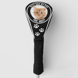 Custom Cat Photo Best Dad By Par Black White Golf Head Cover