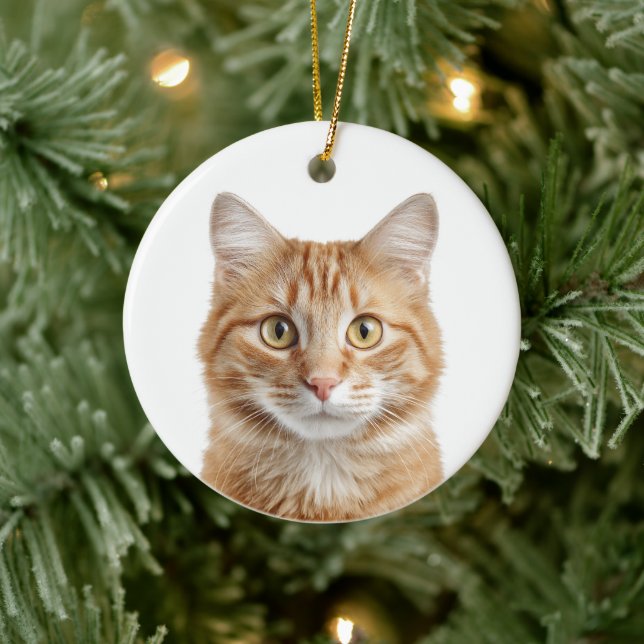 Custom Cat Photo Christmas Ornament (Tree)