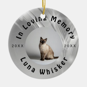 Custom Cat Photo Circle Frame Design Ceramic Ornament