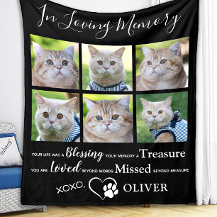 Custom Cat Photo Collage Pet Memorial Remembrance Fleece Blanket