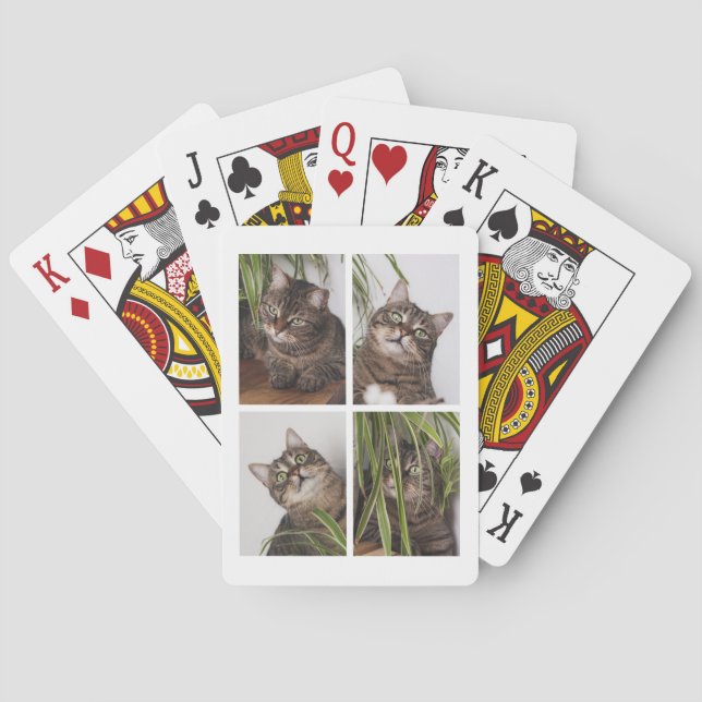 Custom Cat Photo Collage Playing Cards (Back)
