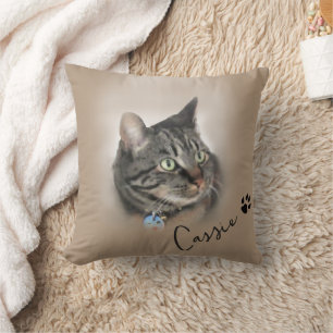 Custom Cat Photo Image personalised  Throw Pillow