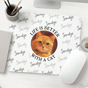 Custom Cat Photo & Name Cat Lover  Mouse Pad