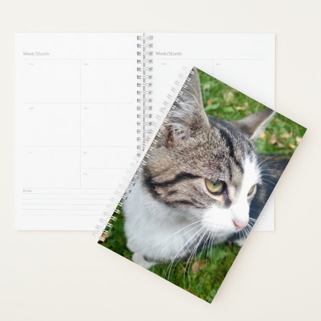 Custom cat photo weekly monthly spiral planner (Display)