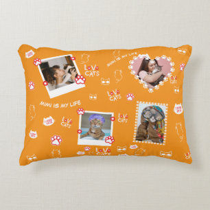 Custom Cat Pillow with Face Photos & Cat Name