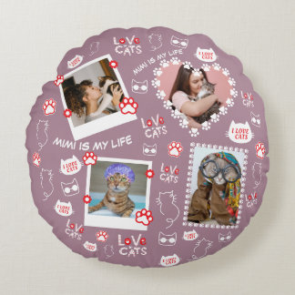 Custom Cat Pillow with Face Photos & Cat Name 