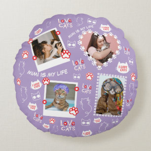 Custom Cat Pillow with Face Photos & Cat Name